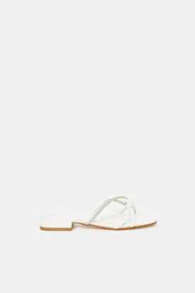 Women White Embellished Strappy Mule
